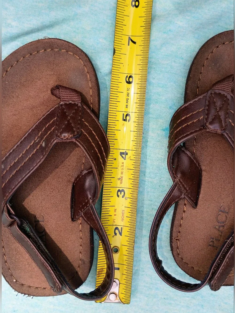 The Children's Place Toddler Boys Faux Leather Flip Flop Sandals Sz 6